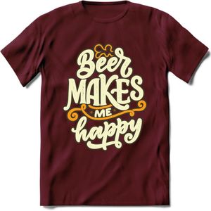 Beer Makes Me Happy T-Shirt | Bier Kleding | Feest | Drank | Grappig Verjaardag Cadeau | - Burgundy - M