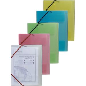 Classic Assorti 3 Flap Polypropyleen Map met Elastische Sluiting - Pack van 5 - A4 FileLastic