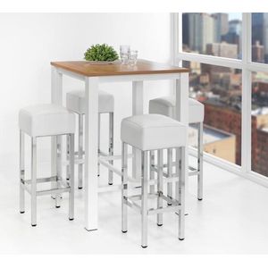 ABC Kantoormeubelen hoge tafel: statafel of bartafel 80x80cm aluminium licht eiken