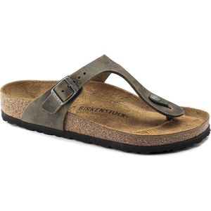 Birkenstock Gizeh Slippers Faded Khaki Regular-fit | Groen | Nubuck | Maat 36 | 1019327