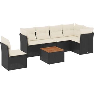 vidaXL Loungeset 7-delig - Zwart - Inclusief kussens Loungeset - Lounge Set - Tuinmeubels - Buitendecoratie - Outdoor Furniture