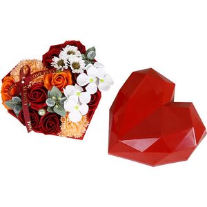 Kunstbloemen - Geschenkset vrouwen - Rozen van geurige zeep - Zeep - Hartvormige - moederdag geschenkset - Valentijn cadeau - Valentijn cadeautje voor haar - Valentijn - Cadeau - Geschenk - Verjaardag - Moederdag - Moederdag cadeautje - Inclusief kaa