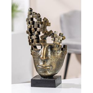 Gilde handwerk - Bronzen gezicht - De Denker - Ornament – Face – Antiek Brons – Gezicht beeld - 30 x 16 x 10 cm