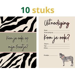 Uitnodigingen kinderfeestje zebra - zebra - 10 stuks - uitnodigen feestje meisjes - uitnodiging kinderfeestje - Twistgeschenken - kinderfeestje - kinderfeest