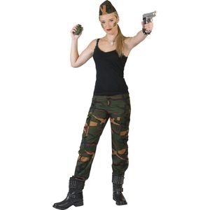 Funny Fashion - Leger & Oorlog Kostuum - Leger Dame Jenny - Vrouw - Groen - Maat 44-46 - Carnavalskleding - Verkleedkleding