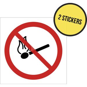Pictogram/ stickers | Verboden vuur te maken | 10 x 10 cm | Brandgevaar | Droogte | Gevaar | Brand | Fire | Brandweer | Natuurbrand | Universeel | 2 stuks