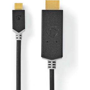 Nedis USB-C Adapter - USB 3.2 Gen 1 - USB-C Male - HDMI Connector - 4K@60Hz - 1.00 m - Rond - Verguld - PVC - Antraciet - Doos