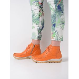 Wolky Hoge veterschoenen Salado oranje leer