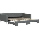 vidaXL - Slaapbank - met - onderschuifbed - 100x200 - cm - stof - donkergrijs