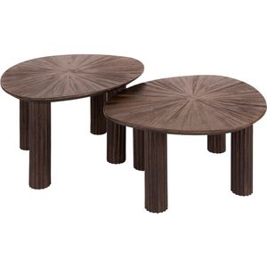 Umair salontafel set van 2 vierhoekig Maya teak - bruin