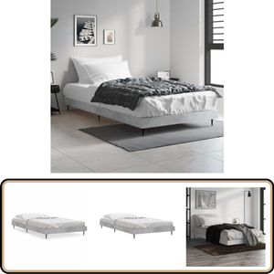 vidaXL Bedframe 90x200 cm - Betongrijs Hout & Metaal Bedframe - Houten Bedframe - Betonnen Grijs Bedframe - Tweepersoons Bedframe - Enkelbed