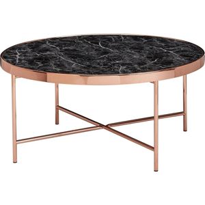 Salontafel - Bijzettafel - Design - Rond - Marmer - Koper - Ø 83 cm