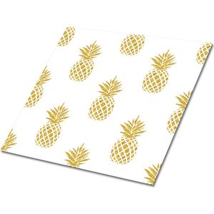 Tulup PVC Tegels - Ananassen Vinyl Tegels - 30 cm x 30 cm - Wit Zelfklevende PVC Tegels - Set van 9 - Zelfklevende Vinyl Tegels - Kinderen Plaktegels - Vinyl Vloer Tegels - Plaktegels keuken en Badkamer