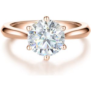 Ella - 18k Roségouden Solitair Moissanite Verlovingsring - 2 karaat