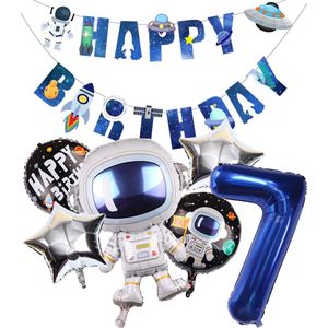 Cijfer Ballon 7 - Ruimte - Space - Raket - Astronaut - Slinger - Ballonnen - Galaxy - Happy Birthday Slinger - Snoes