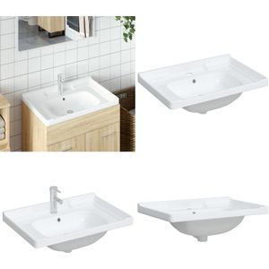 vidaXL Wastafel rechthoekig 71x48x23 cm keramiek wit - Wastafel - Wastafels - Wasbak - Spoelbak