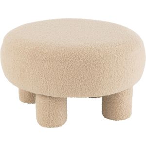 J-Line kruk Rond Teddy Voeten Bouclé - textiel - beige