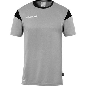 Uhlsport Squad 27 Shirt Korte Mouw Kinderen - Donkergrijs Gemeleerd / Zwart | Maat: 116