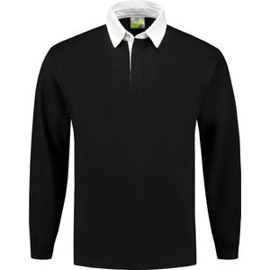 L&S Rugby Shirt voor heren in de kleur Zwart maat L