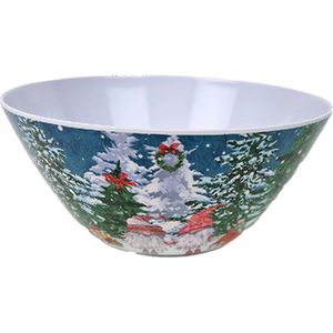 Melamine Kom - Blauw - Bowl - Schaal - Bowl - 25 cm -Rond - Kerst - Happy Holidays - Kerstauto - Kerstboom - XL