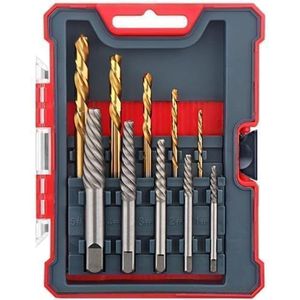 Boorset 10 Gebroken schroefextractors, beschadigde schroeven en bouten en titanium HSS-boren - maten 1-9 mm tot 5-13 mm