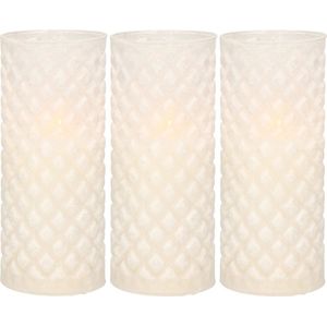 3x stuks luxe led kaarsen in glas D7,5 x H17,5 cm - met timer - Woondecoratie - Elektrische kaarsen