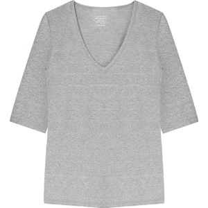 Claesen's® - Dames 3/4 Sleeve V-Neck T-Shirt - Grijs Melee - 95% Katoen - 5% Lycra