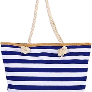 Strandtas Shopper Weekendtas Blauw Wit Gestreept