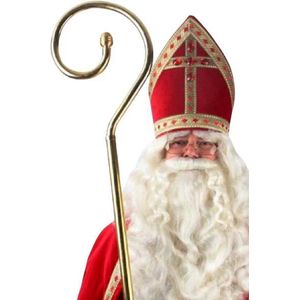 Staf van Sinterklaas matgoud metaal 200 cm 5-delig