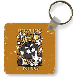 Sleutelhanger - Uitdeelcadeautjes - Vintage - Bowling - Koning - Plastic - Vaderdag cadeau - Geschenk - Cadeautje voor hem - Tip - Mannen