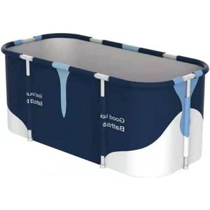 Opvouwbare badkuip 120 x 60 cm mobiele draagbare badkuip emmerkit voor familie badkamer spa (donkerblauw)