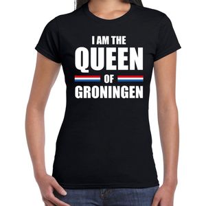 Koningsdag t-shirt I am the Queen of Groningen - dames - Kingsday Groningen outfit / kleding / shirt S