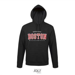Hoodie 3-201 Boston Massachusetts rood - Dgrijs, xL