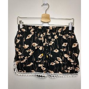 Dames short korte broek Rosaly gebloemd zwart bruin wit M/L