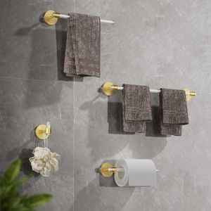 4-delige goudkleurige acryl ronde wandgemonteerde badkamerhardwareset - inclusief 16"" handdoekenrek, toiletrolhouder, handdoekhaak, badkameraccessoireset
