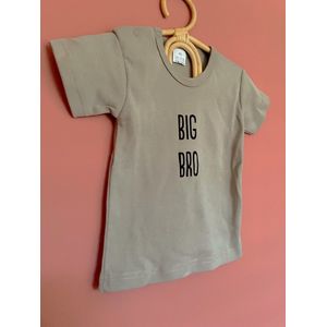 Little koekies - Big bro t-shirt taupe - Maat 86 - luxe kwaliteit - grote broer- zwangerschapsaankondiging - zwanger - broertje