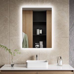 Cityline Badkamer Spiegel met verlichting - ""Oristano"" - 80 x 60 cm - LED & Anti-condens - Instelbare lichtkleur - Dimbaar - Touch bediening - Verlichting rondom
