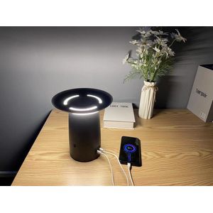 ETH Sooff Led Tafellamp Wireless phone charging + usb c Zwart LED dimmable