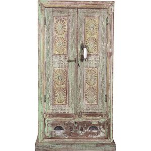 MOFASA | Vintage Kast India | Bohemian / Ibiza stijl| 140CM | Groen | Teak