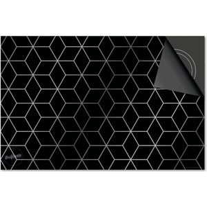 Inductie beschermer 81x52 - afdekplaat inductie mat - Dietrix Kookplaat beschermer - DELUXE - Hexagon - Kubussen Zilver