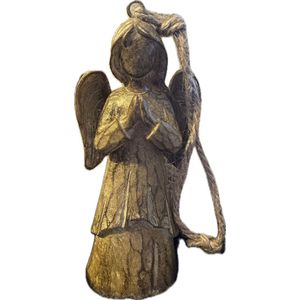 Kerst Engel - NATURAL look - Staand - Ornament met jute hanger - Kerstengel - Kerstmis - Winter - Angels - Angel - Hout - Woon - Woonaccessoire - Interieur - Sfeer - Luxe - Decoratie - Deco - Decoratief - Engelbewaarder - Kerststal - Stal - Christmas