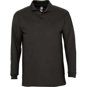 SOLS Heren-Winter II Poloshirt met lange mouwen van Piqué katoen (Zwart)