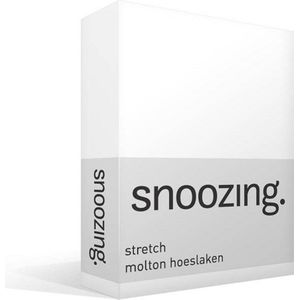 Snoozing - Stretch - Molton - Eenpersoons - 90x200/220 cm of 100x200 cm - 80% katoen - 20 % polyester - Wit