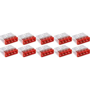 WAGO - Lasklem - 4 Polig - 0.5-2.5mm2 - Rood - 10 Stuks