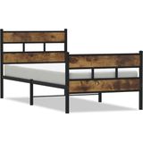 vidaXL - Bedframe - zonder - matras - metaal - gerookt - eikenkleurig - 90x190 - cm