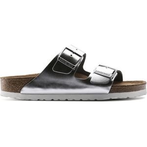 Birkenstock Arizona Dames Slippers Metallic Silver Regular-fit | Zilver | Leer | Maat 38 | 1005960