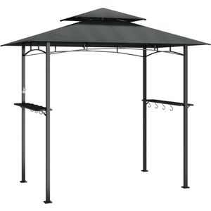 vidaXL Barbecue-overkapping 240x150x243 cm staal antracietkleurig - Barbecuepaviljoen - Barbecuepaviljoenen - Barbecue Paviljoen - Barbecuetent