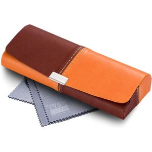 Tweekleurige hardcase brillenkoker - lederlook - bescherming - 1 stuk