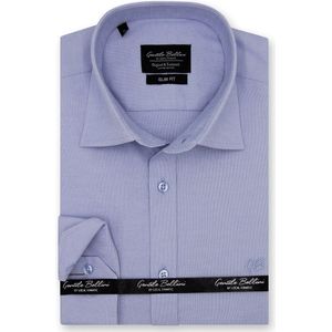 Heren Overhemd - Slim Fit - Plain Oxford Shirts - Blauw - Maat XXL
