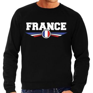 Frankrijk / France landen sweater met Franse vlag - zwart - heren - landen sweater / kleding - EK / WK / Olympische spelen outfit M